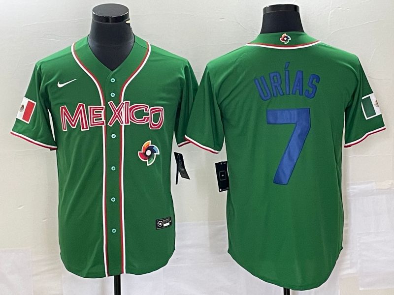 Men 2023 World Cub Mexico #7 Urias Green blue Nike MLB Jersey2